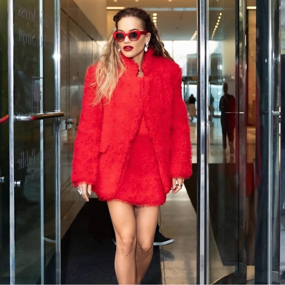 SELEZZA LONDON  Octavia Tulle Coat in RED NWOT SIZE S